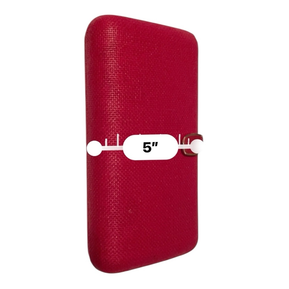 Banana Republic Red Hard Shell Clutch Evening Bag Gold Tone Closure - Picture 8 of 10